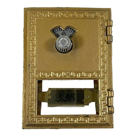 Antique Brass PO Post Office Box Door Hinged Frame #225 Turn Combination Lock - Picture 1 of 4